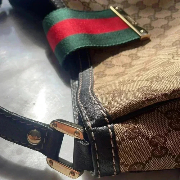 Gucci web hobo monogrammed leather trim bag - Picture 5 of 7